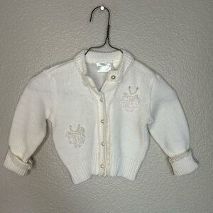 Cozy White Kids Sweater with lace details